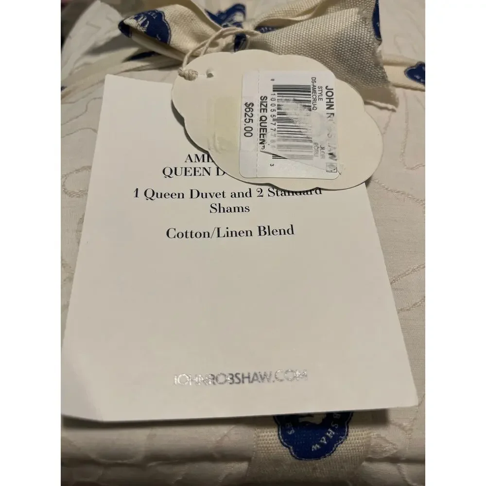 John Robshaw $625 Amina Duvet Set, Queen in Ecru
